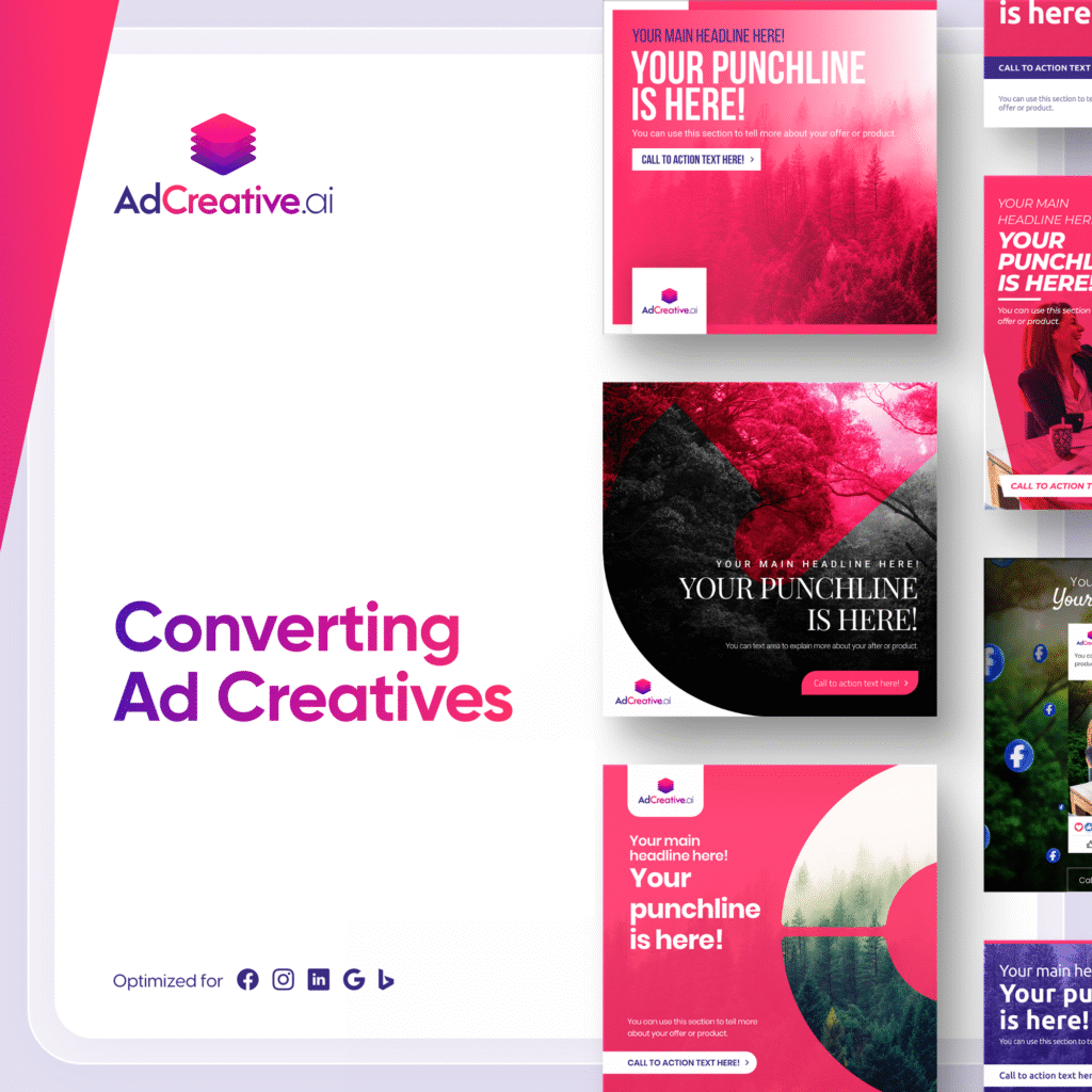 Examples of AI-generated ad creatives using AdCreative.ai